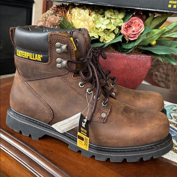 Brand New Caterpillar 2nd Shift Steel Toe Dark Brown Leather Lace Up Work Boots main image 13